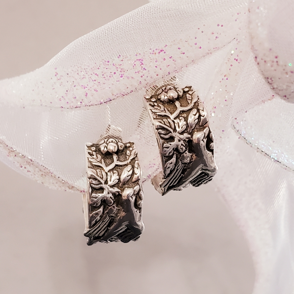 Andrea Barnett Signed & Numbered Sterling Silver C Hoop Post Earrings RARE - Picture 4 of 16
